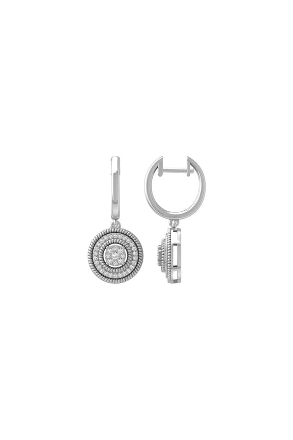 Fine Jewelry Sterling Silver Round-shape Lab Grown Diamond Micro-Setting Cluster Dangle Earrings (2/7 cttw, D-F Color, VS1 Clarity)
