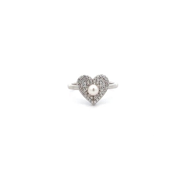 Araiya Fine Jewelry Sterling Silver Round-shape Lab Grown Diamond Pearl Heart Ring (1/4 Cttw, D-F Color, VS1 Clarity) Size 5