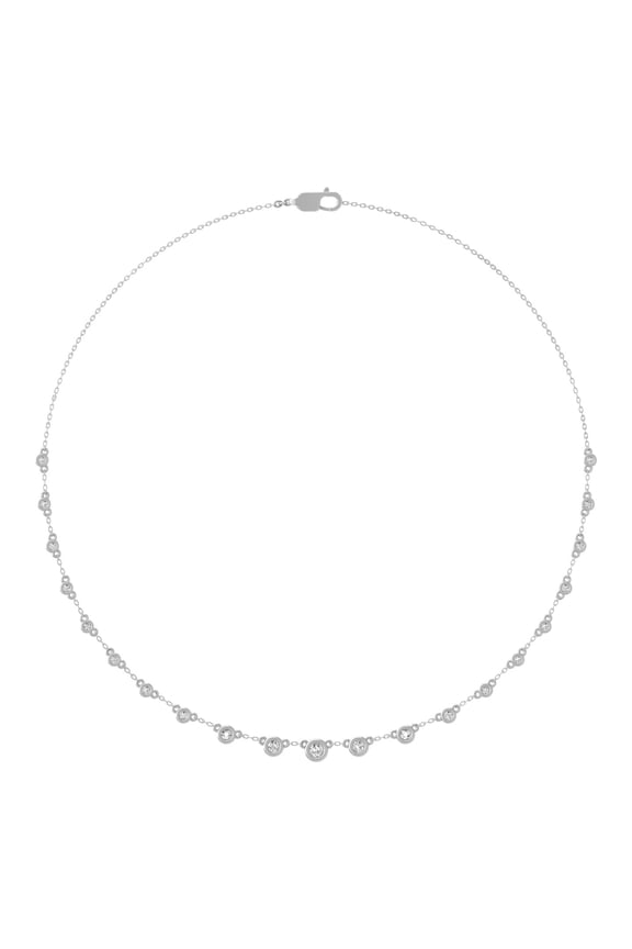 Fine Jewelry Sterling Silver Round-shape Lab Grown Diamond Station Pendant with Silver Cable Chain Nacklace (1 cttw, D-F Color, VS1 Clarity) 18"