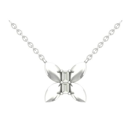 Araiya Sterling Silver Baguette Diamond Butterfly Pendant Necklace (1/10 cttw, I-J Color, I2-I3 Clarity), 18"