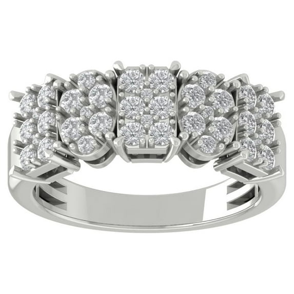 Araiya Sterling Silver Cluster Diamond Band Ring for Women (1 cttw, I-J Color, I2-I3 Clarity), Size 6