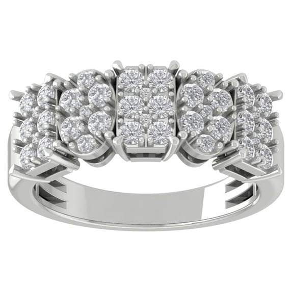 Araiya Sterling Silver Cluster Diamond Band Ring for Women (1 cttw, I-J Color, I2-I3 Clarity), Size 7