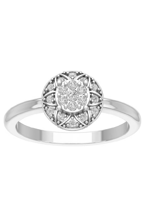 Sterling Silver Cluster Diamond Halo Band Ring (1/4 cttw, I-J Color, I2-I3 Clarity), Size 6