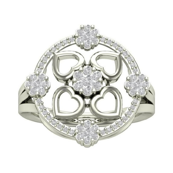 Araiya Sterling Silver Cluster Diamond Heart Band Ring (1/2 cttw, I-J Color, I2-I3 Clarity), Size 8