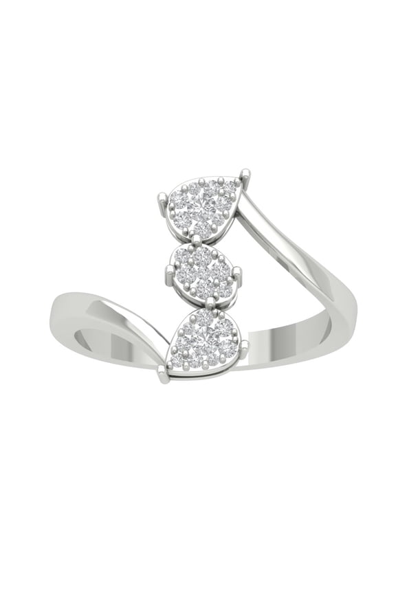 Sterling Silver Cluster Diamond Wedding Space Band Ring (1/4 cttw, I-J Color, I2-I3 Clarity), Size 5.5