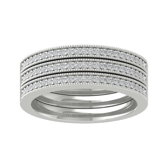 Araiya Sterling Silver Diamond Band Set Ring (1/3 cttw, I-J Color, I2-I3 Clarity), Size 7