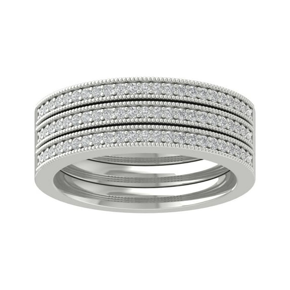 Araiya Sterling Silver Diamond Band Set Ring (1/3 cttw, I-J Color, I2-I3 Clarity), Size 8