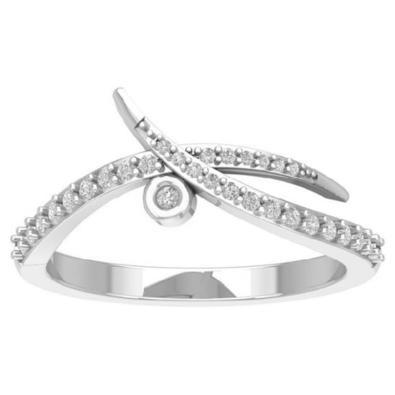 Araiya Sterling Silver Diamond Bypass Band Ring (1/5 cttw, I-J Color, I2-I3 Clarity), Size 6.5