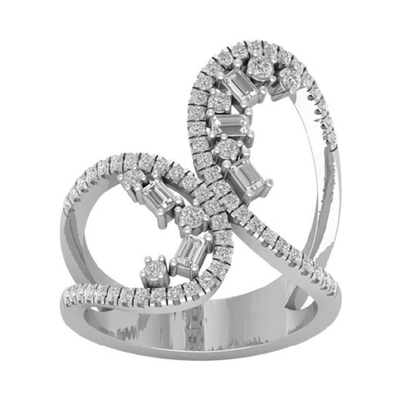 Araiya Sterling Silver Diamond Bypass Band Ring (5/8 cttw, I-J Color, I2-I3 Clarity), Size 7.5