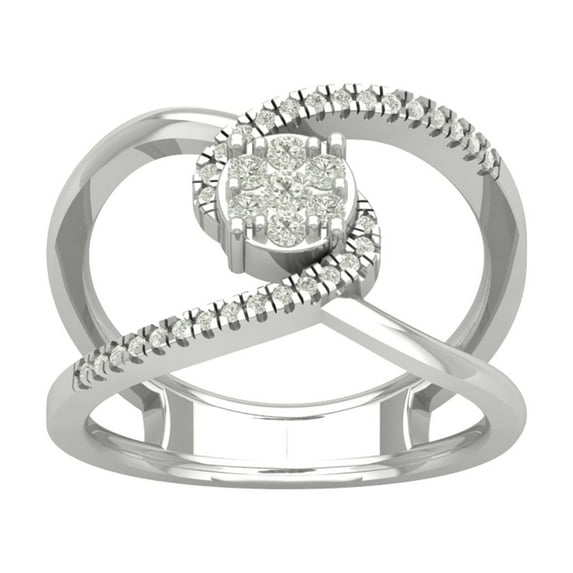 Araiya Sterling Silver Diamond Bypass Ring (1/3 cttw, I-J Color, I2-I3 Clarity), Size 5.5