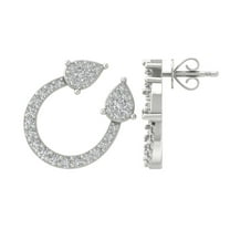 Araiya Sterling Silver Diamond C-Hoop Earrings for Women (3/4 cttw, I-J Color, I2-I3 Clarity)