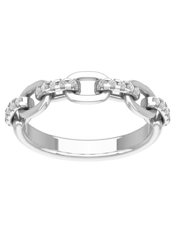 Sterling Silver Diamond Chain Link Band Ring (1/5 cttw, I-J Color, I2-I3 Clarity), Size 6