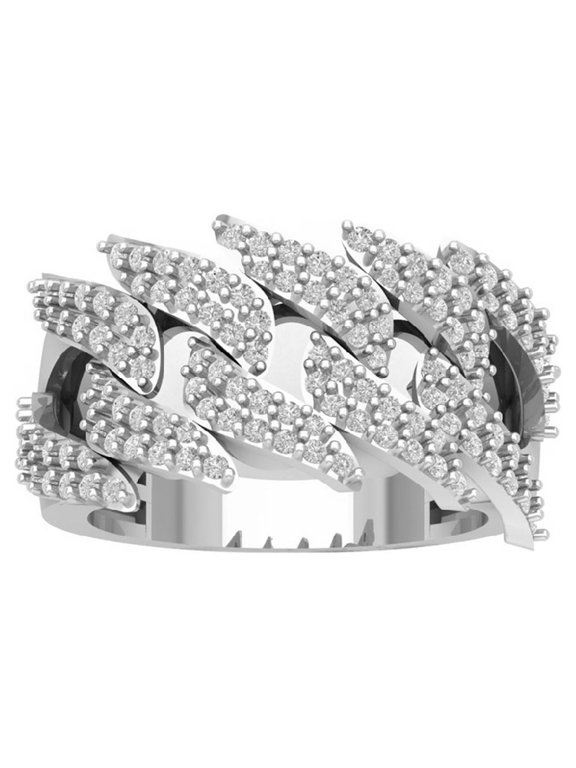 Sterling Silver Diamond Chain Link Band Ring for Women (1 1/4 cttw, I-J Color, I2-I3 Clarity), Size 7