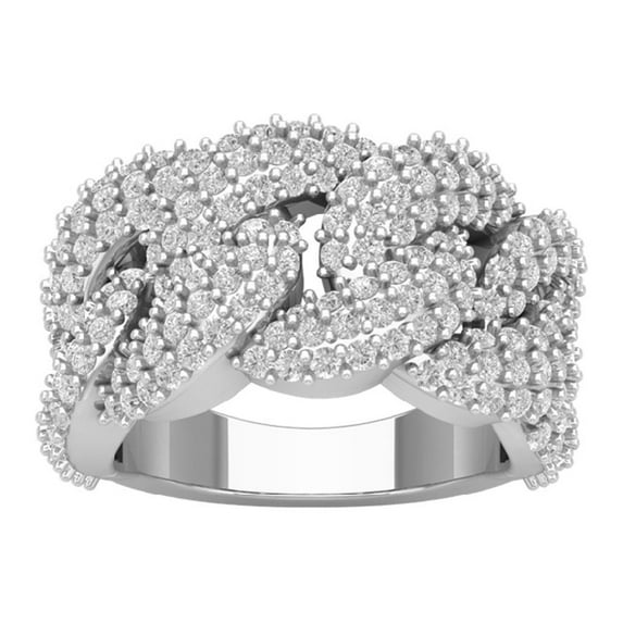Araiya Sterling Silver Diamond Chain Link Mens Ring for Women (3 7/8 cttw, I-J Color, I2-I3 Clarity), Size 6.5