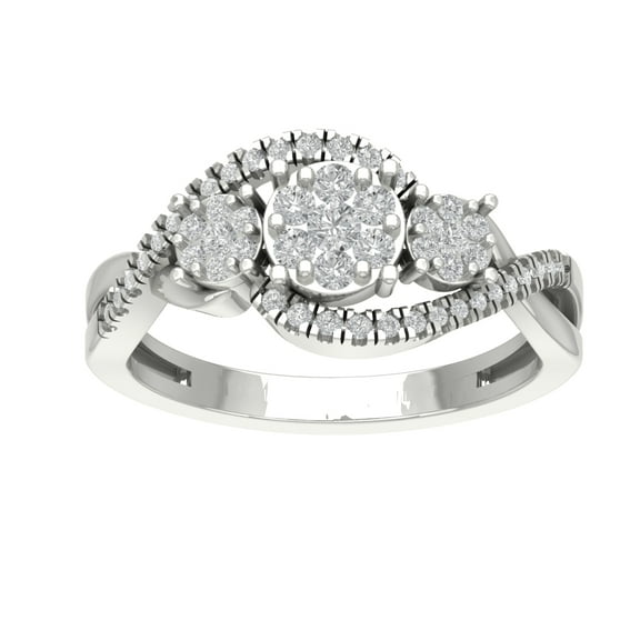 Araiya Sterling Silver Diamond Cluster Band Ring (1/2 cttw, I-J Color, I2-I3 Clarity), Size 7
