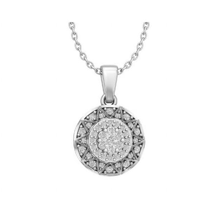 Araiya Sterling Silver Diamond Cluster Pendant Necklace (1/4 cttw, I-J Color, I2-I3 Clarity), 18"