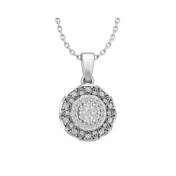 Araiya Sterling Silver Diamond Cluster Pendant Necklace (1/4 cttw, I-J Color, I2-I3 Clarity), 18"