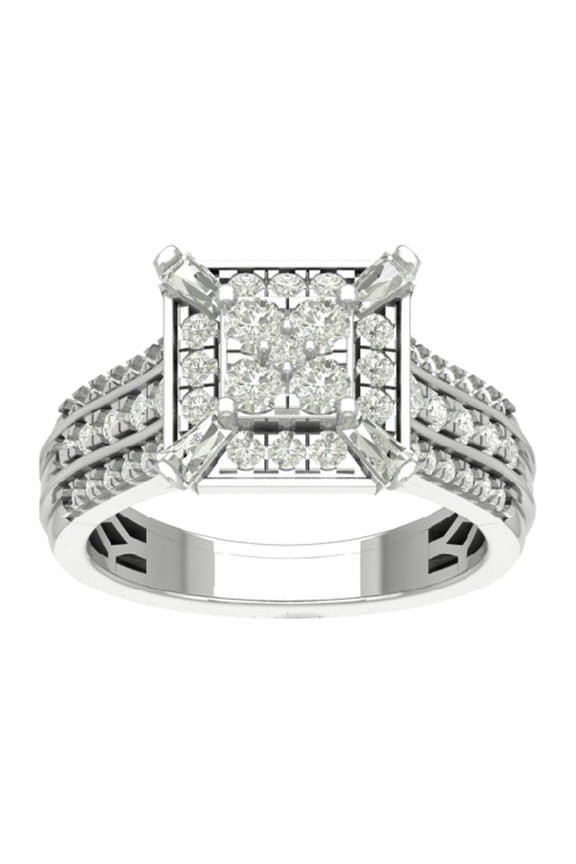 Sterling Silver Diamond Cluster Ring (1 1/4 cttw, I-J Color, I2-I3 Clarity), Size 6.5