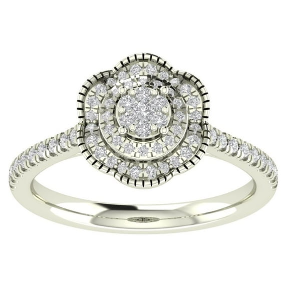 Araiya Sterling Silver Diamond Cluster Ring (1/2 cttw, I-J Color, I2-I3 Clarity), Size 6