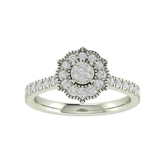 Araiya Sterling Silver Diamond Cluster Ring (3/4 cttw, I-J Color, I2-I3 Clarity), Size 9.5
