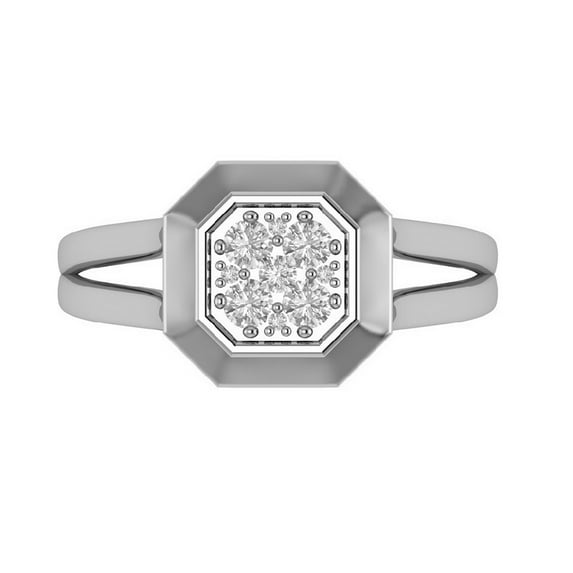Araiya Sterling Silver Diamond Cluster Square Ring for Women (1/4 cttw, I-J Color, I2-I3 Clarity), Size 5.5