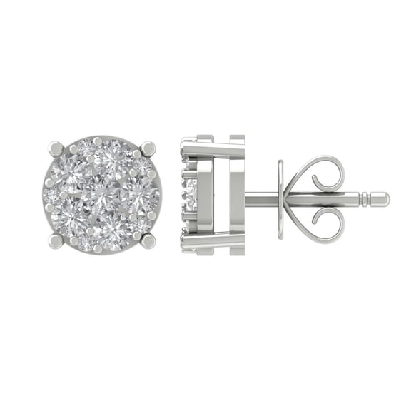 Araiya Sterling Silver Diamond Cluster Stud Earrings (1/2 cttw, I-J Color, I2-I3 Clarity)