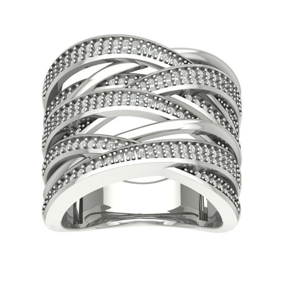 Araiya Sterling Silver Diamond Criss Cross Band Ring (3/4 cttw, I-J Color, I2-I3 Clarity), Size 7