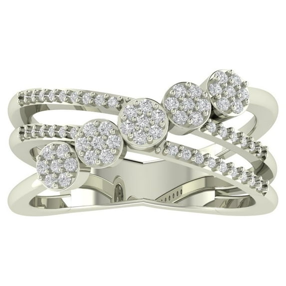 Araiya Sterling Silver Diamond Criss Cross Ring (1/3 cttw, I-J Color, I2-I3 Clarity), Size 8