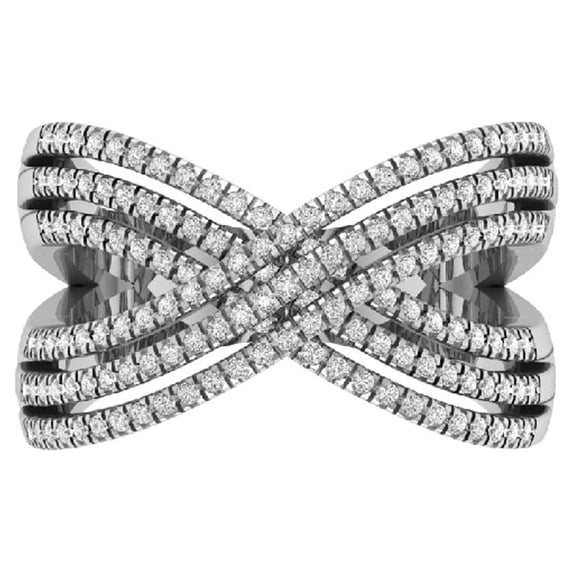 Araiya Sterling Silver Diamond Crisscross Ring for Women (5/8 cttw, I-J Color, I2-I3 Clarity), Size 7.5