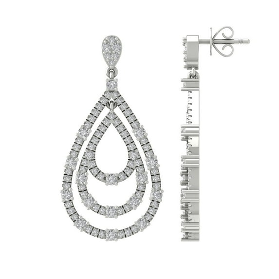 Araiya Fine Jewelry Sterling Silver Diamond Dangle Earrings (1 cttw, I-J Color, I2-I3 Clarity)