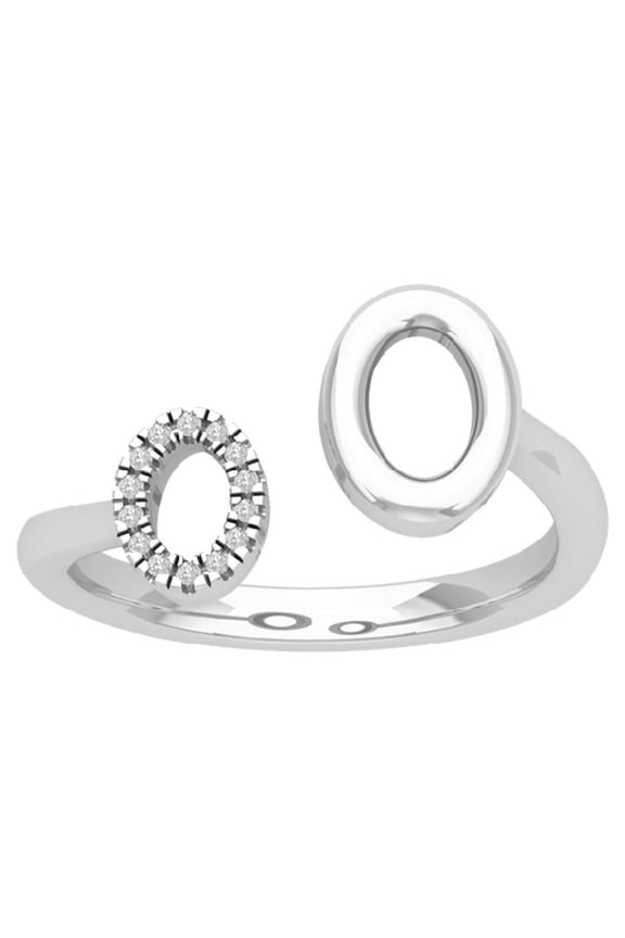 Sterling Silver Diamond Double Oval Space Ring (1/20 cttw, I-J Color, I2-I3 Clarity), Size 5