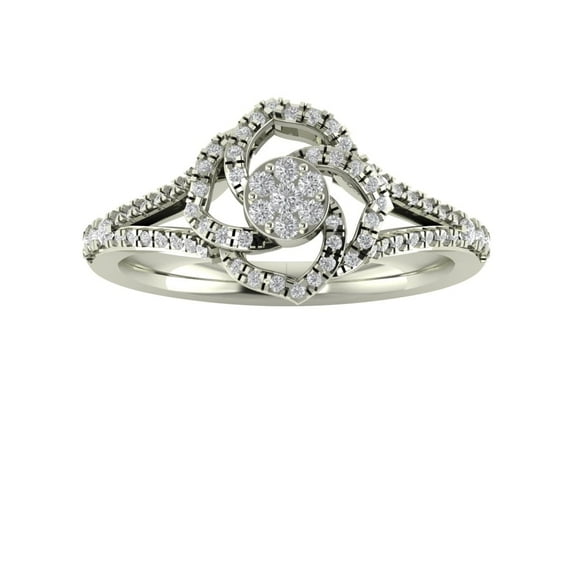 Araiya Sterling Silver Diamond Flower Ring (3/8 cttw, I-J Color, I2-I3 Clarity), Size 5.5