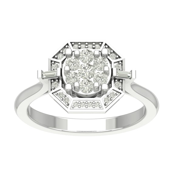 Araiya Sterling Silver Diamond Halo Band Ring (1/2 cttw, I-J Color, I2-I3 Clarity), Size 6.5