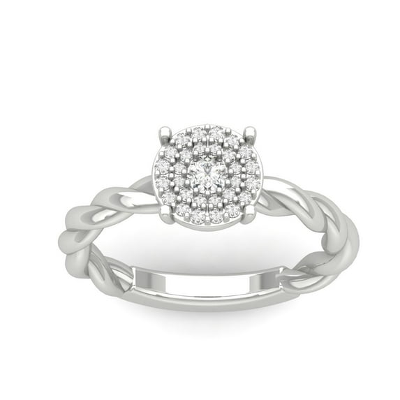 Araiya Sterling Silver Diamond Halo Band Ring (1/3 cttw, I-J Color, I2-I3 Clarity), Size 8.5