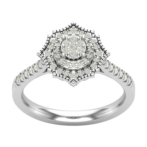 Araiya Sterling Silver Diamond Halo Cluster Ring (1/2 cttw, I-J Color, I2-I3 Clarity), Size 7.5