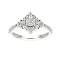 Araiya Sterling Silver Diamond Halo Flower Shape Ring (5/8 cttw, I-J Color, I2-I3 Clarity), Size 7