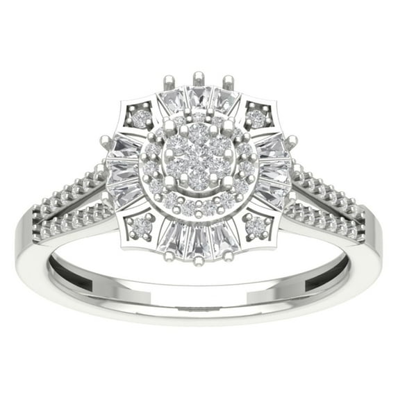 Araiya Fine Jewelry Sterling Silver Diamond Halo Ring (5/8 cttw, I-J Color, I2-I3 Clarity), Size 8.5