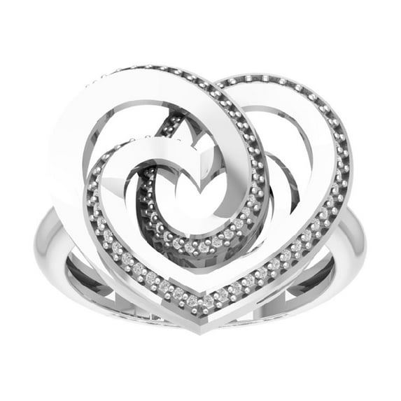 Araiya Sterling Silver Diamond Heart Band Ring (1/5 cttw, I-J Color, I2-I3 Clarity), Size 9.5