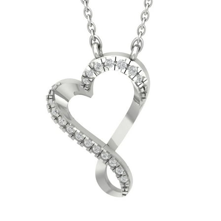 Araiya Sterling Silver Diamond Heart Pendant with Sterling Silver Chain Necklace (1/10 cttw, I-J Color, I2-I3 Clarity), 18"