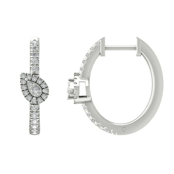 Araiya Sterling Silver Diamond Hoop Earrings for Women (3/8 cttw, I-J Color, I2-I3 Clarity)