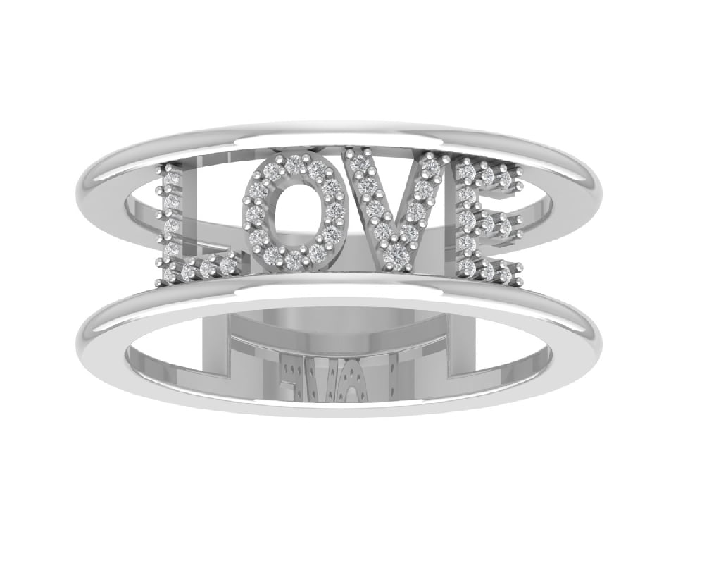 Araiya Sterling Silver Diamond Love Name Band Ring for Women (1/8