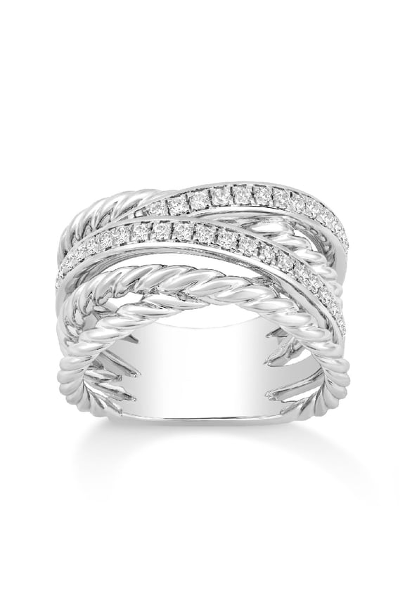 Sterling Silver Diamond Multi Row Ring for Women (3/8 cttw, I-J Color, I2-I3 Clarity), Size 7