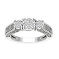 thumbnail image 1 of Araiya Sterling Silver Diamond Sidestone Ring for Women (1 cttw, I-J Color, I2-I3 Clarity), Size 9, 1 of 3