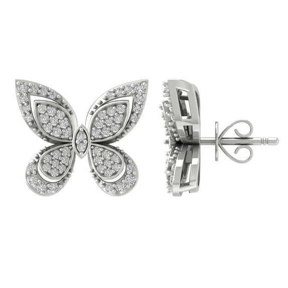 Araiya Sterling Silver Diamond Stud Earrings for Women (3/8 cttw, I-J Color, I2-I3 Clarity)