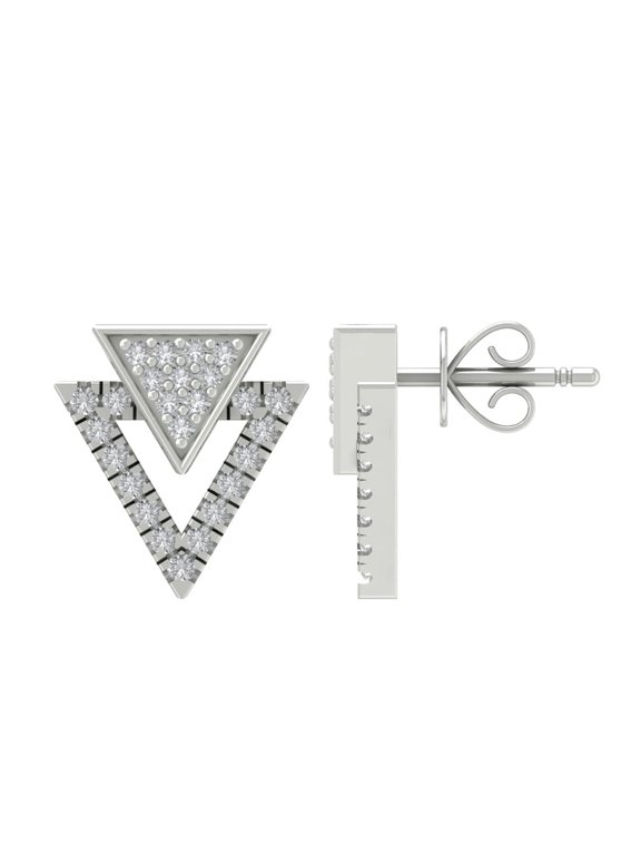 Sterling Silver Diamond Triangle Stud Earrings for Women (1/4 cttw, I-J Color, I2-I3 Clarity)