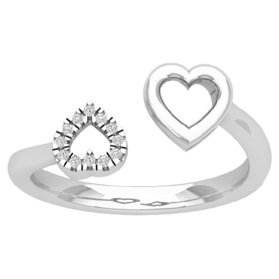 Araiya Sterling Silver Diamond Two Heart Space Ring (1/20 cttw, I-J Color, I2-I3 Clarity), Size 8