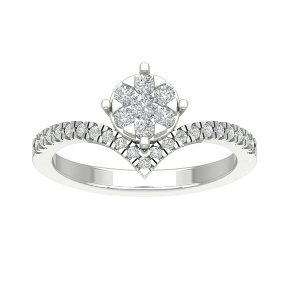 Araiya Sterling Silver Diamond V Shape Wedding Ring (1/2 cttw, I-J Color, I2-I3 Clarity), Size 9.5