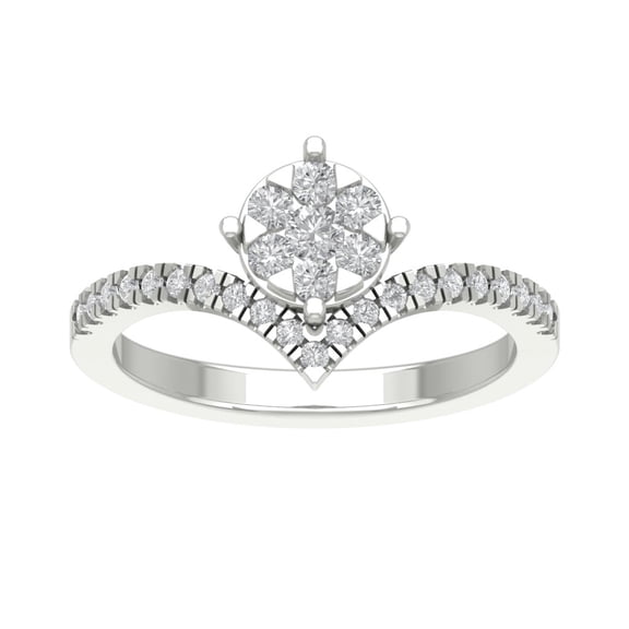 Araiya Sterling Silver Diamond V Shape Wedding Ring (1/2 cttw, I-J Color, I2-I3 Clarity), Size 9.5