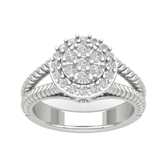 Araiya Sterling Silver Halo Cluster Diamond Ring for Women (7/8 cttw, I-J Color, I2-I3 Clarity), Size 8.5