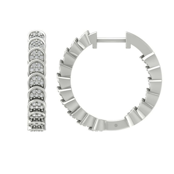 Araiya Sterling Silver In and Out Diamond Hoop Earrings for Women (1/2 cttw, I-J Color, I2-I3 Clarity)
